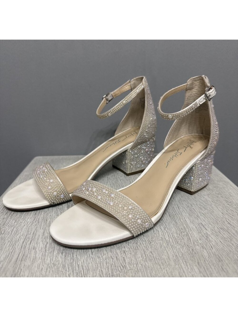 BETSEY JOHNSON Shoes Women's 9 SB-Mari Block Heel Rhinestone Sandals Sparkly